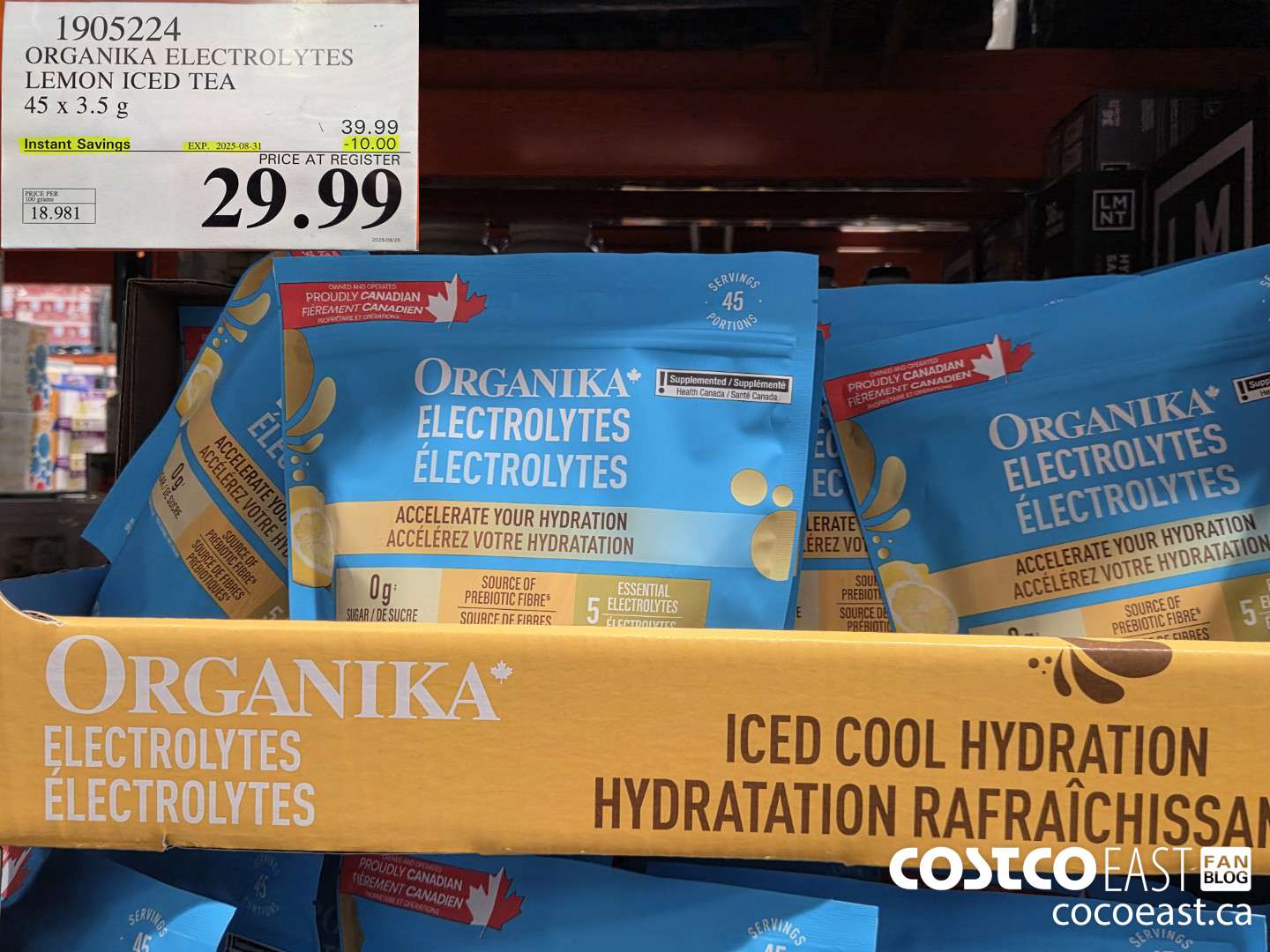 1905224 ORGANIKA ELECTROLYTES LEMON ICED TEA 45 X 3.5 G ($10.00 INSTANT SAVINGS EXPIRES ON 2025-08-31) $29.99