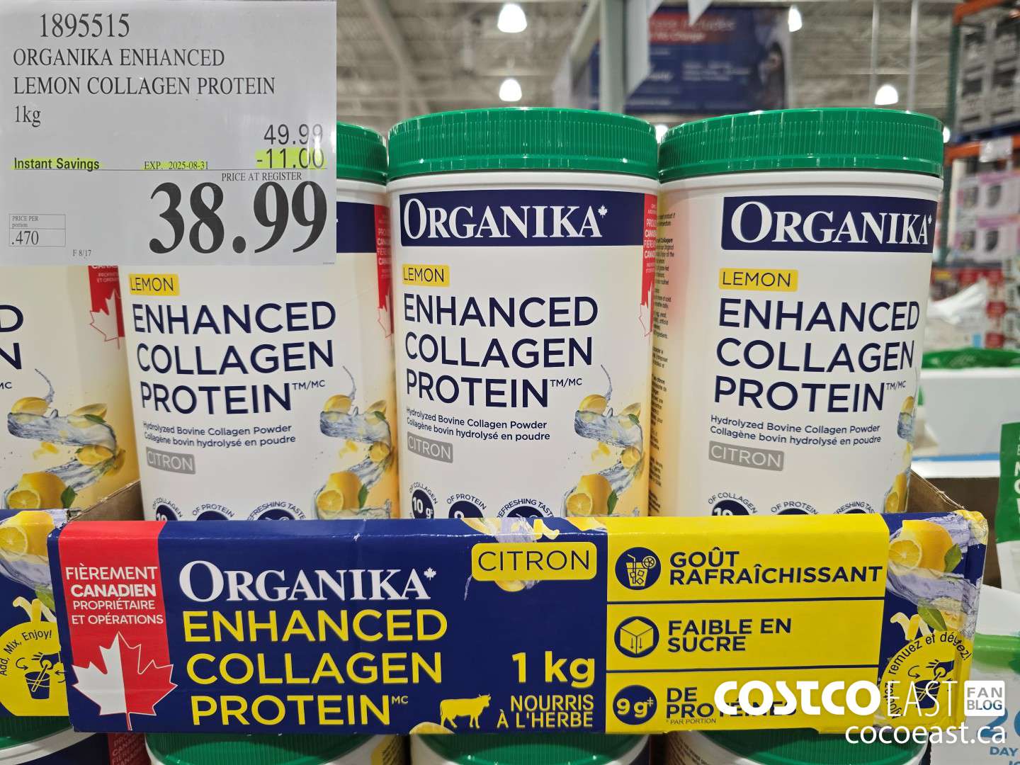 1895515 ORGANIKA ENHANCED LEMON COLLAGEN PROTEIN 1 KG ($11.00 INSTANT SAVINGS EXPIRES ON 2025-08-31) $38.99