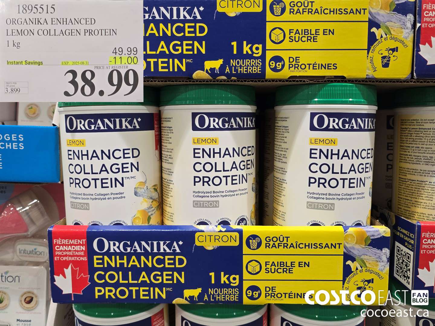 1895515 ORGANIKA ENHANCED LEMON COLLAGEN PROTEIN 1 KG ($11.00 INSTANT SAVINGS EXPIRES ON 2025-08-31) $38.99