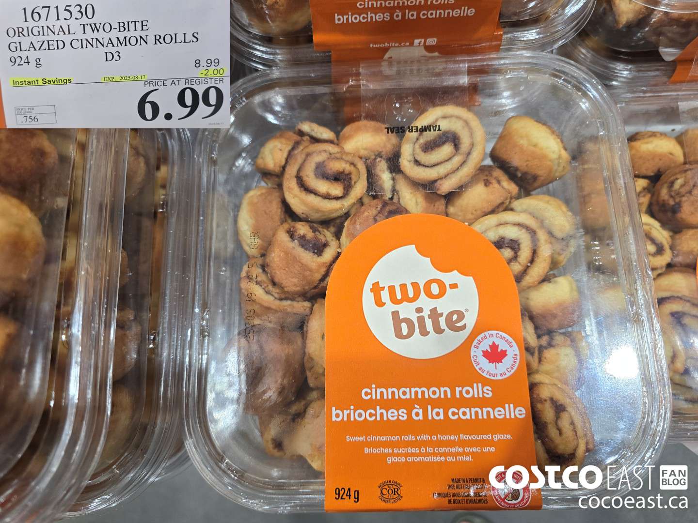1671530 ORIGINAL TWO-BITE GLAZED CINNAMON ROLLS 924 g ($2.00 INSTANT SAVINGS EXPIRES ON 2025-08-17) $6.99
