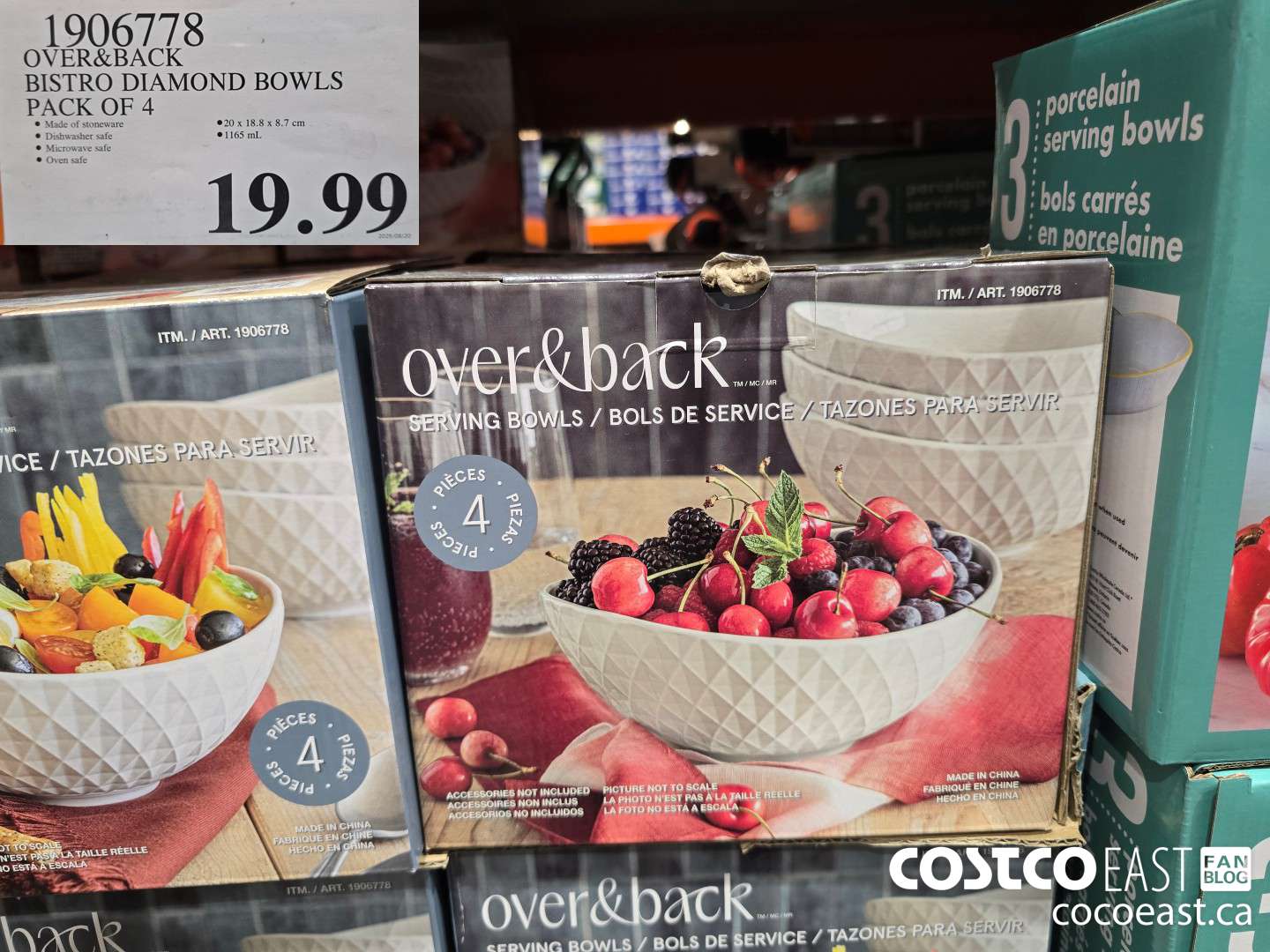 1906778 OVER & BACK BISTRO DIAMOND BOWLS PACK OF 4 $19.99