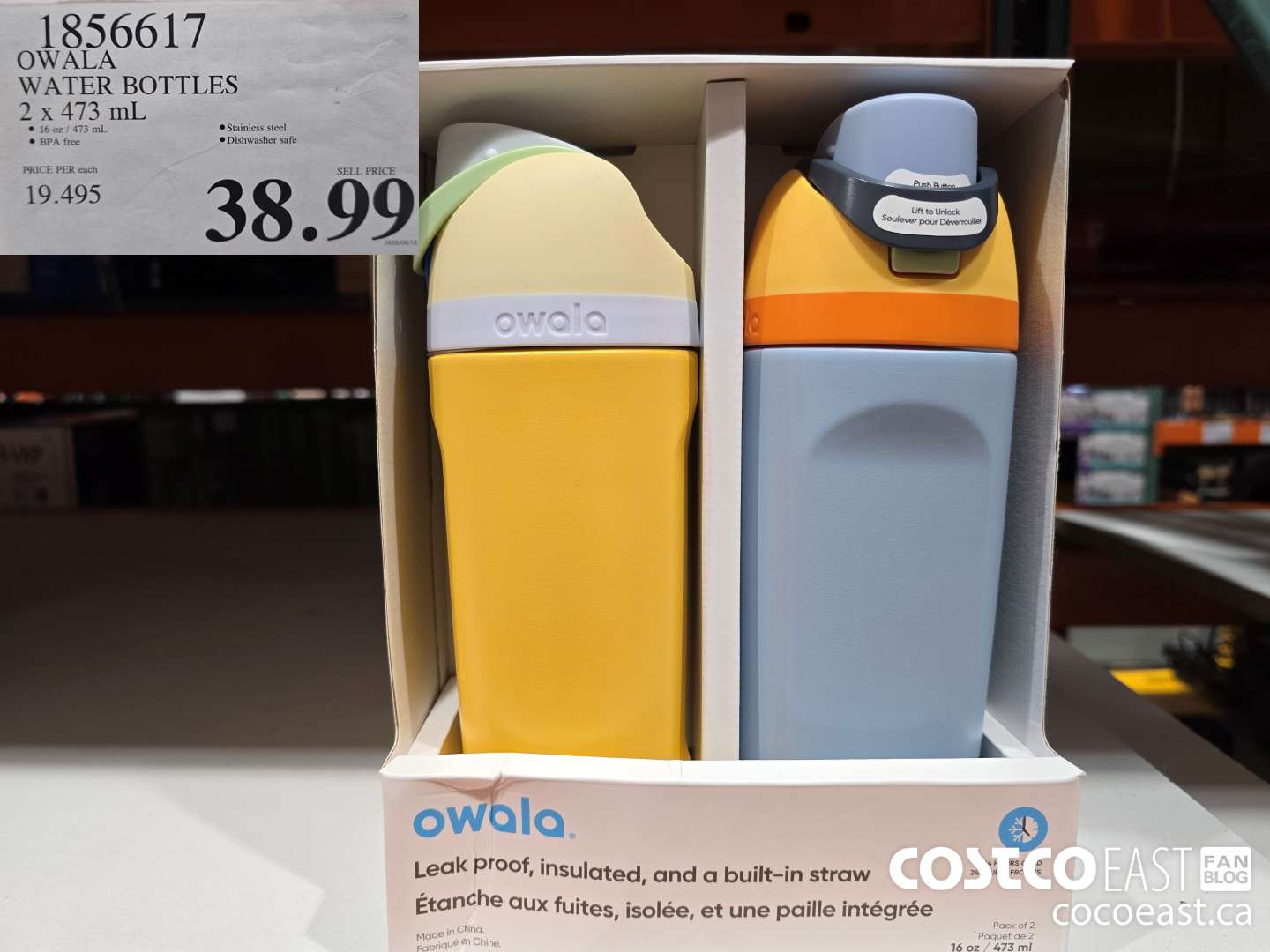 1856617 OWALA WATER BOTTLES 2 X 473 ML $38.99