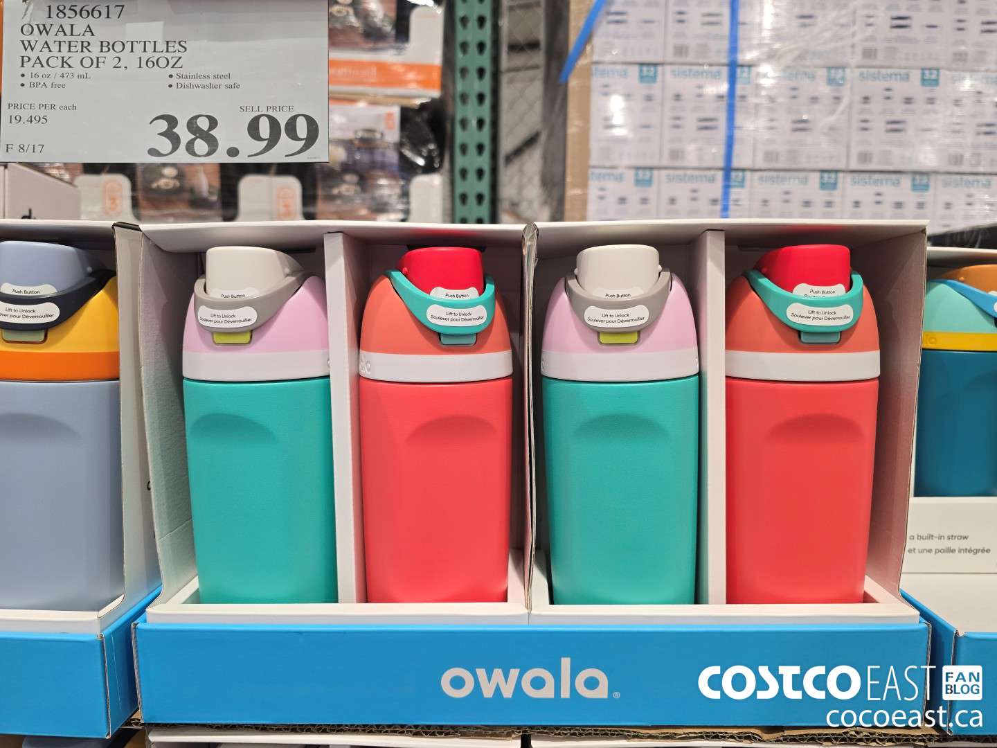 1856617 OWALA WATER BOTTLES PACK OF 2, 16OZ $38.99