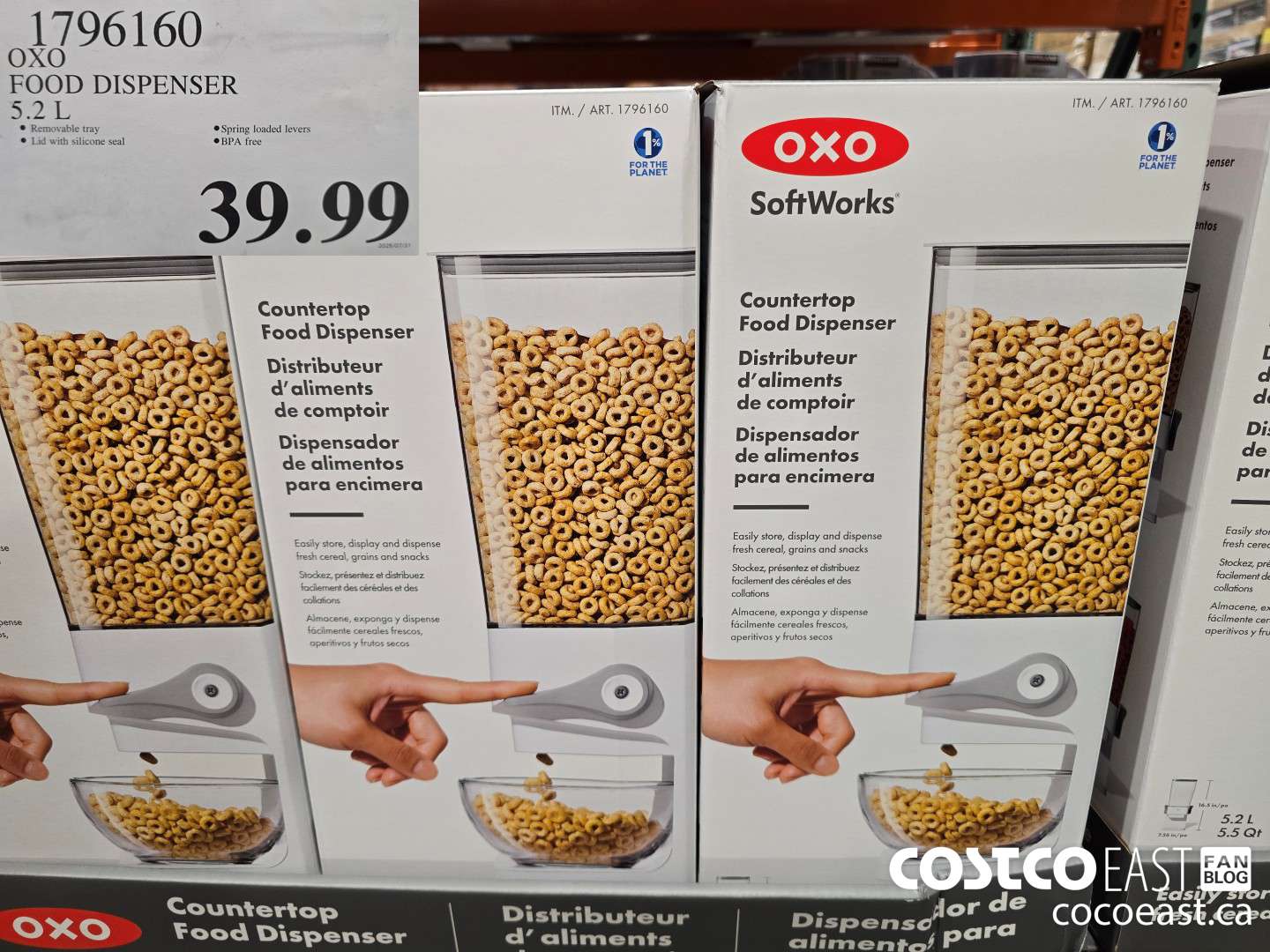 1796160 OXO FOOD DISPENSER 5.2 L $39.99