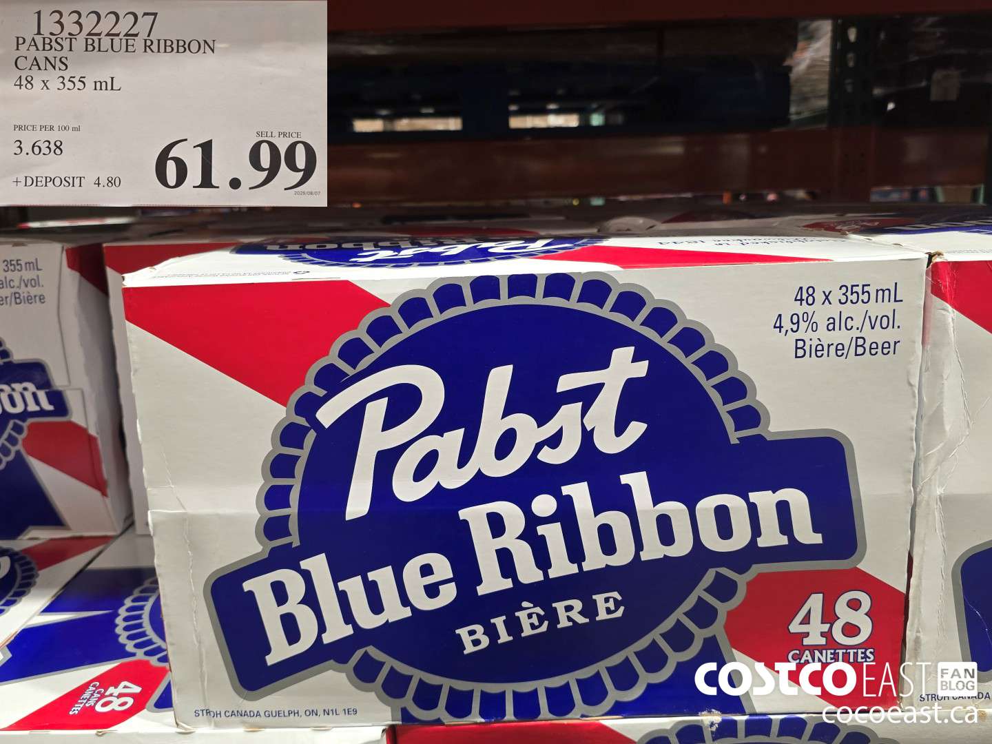 1332227 PABST BLUE RIBBON CANS 48 x 355 mL $61.99