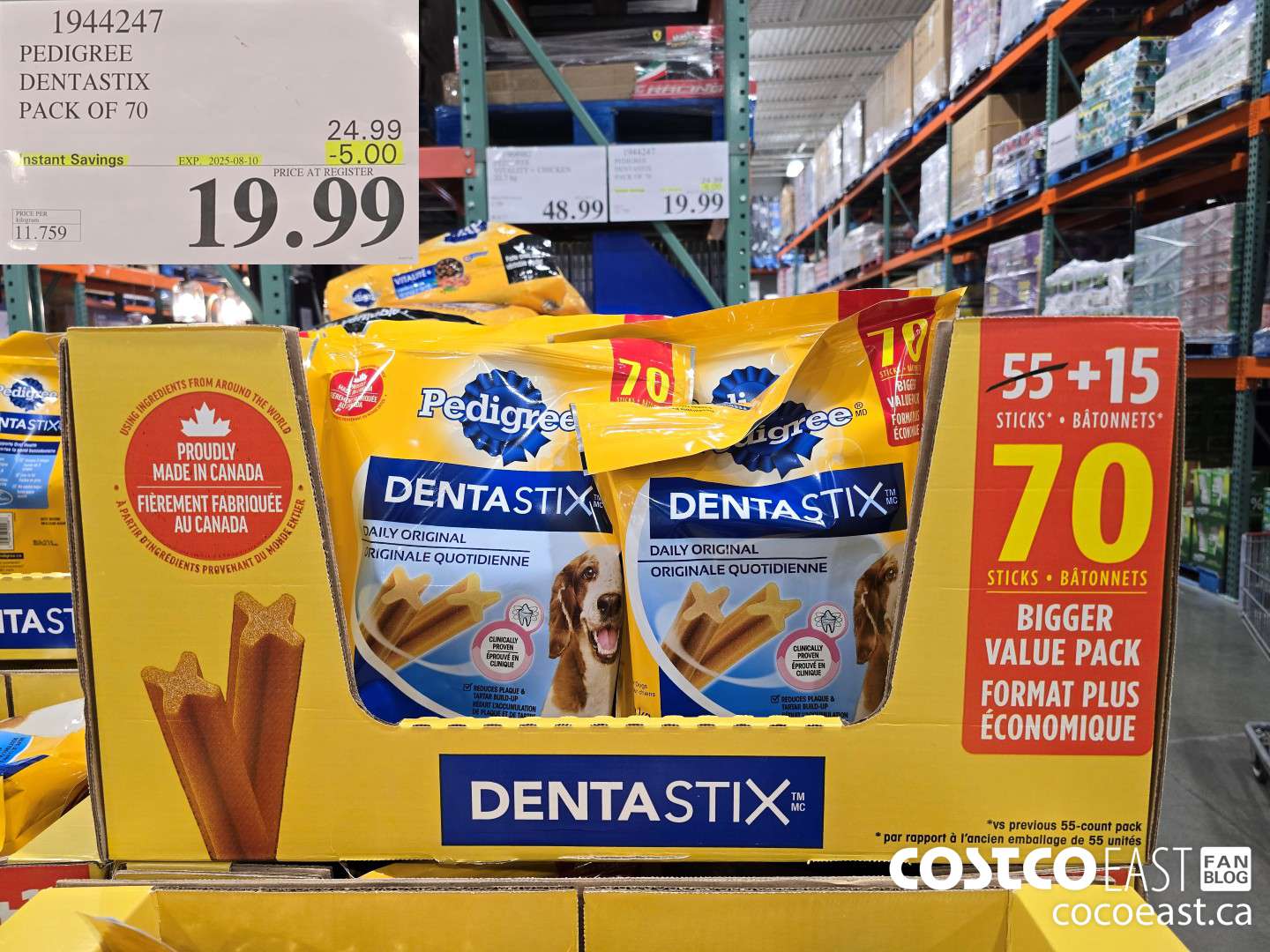 1944247 PEDIGREE DENTASTIX PACK OF 70 ($5.00 INSTANT SAVINGS EXPIRES ON 2025-08-10) $19.99