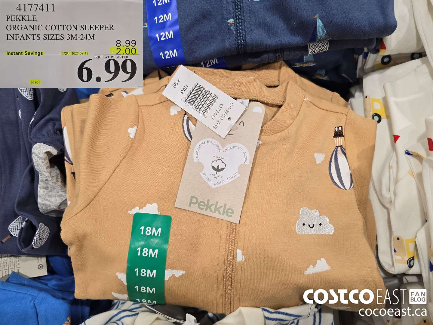 4177411 PEKKLE ORGANIC COTTON SLEEPER INFANTS SIZES 3-24M ($2.00 INSTANT SAVINGS EXPIRES ON 2025-08-31) $6.99