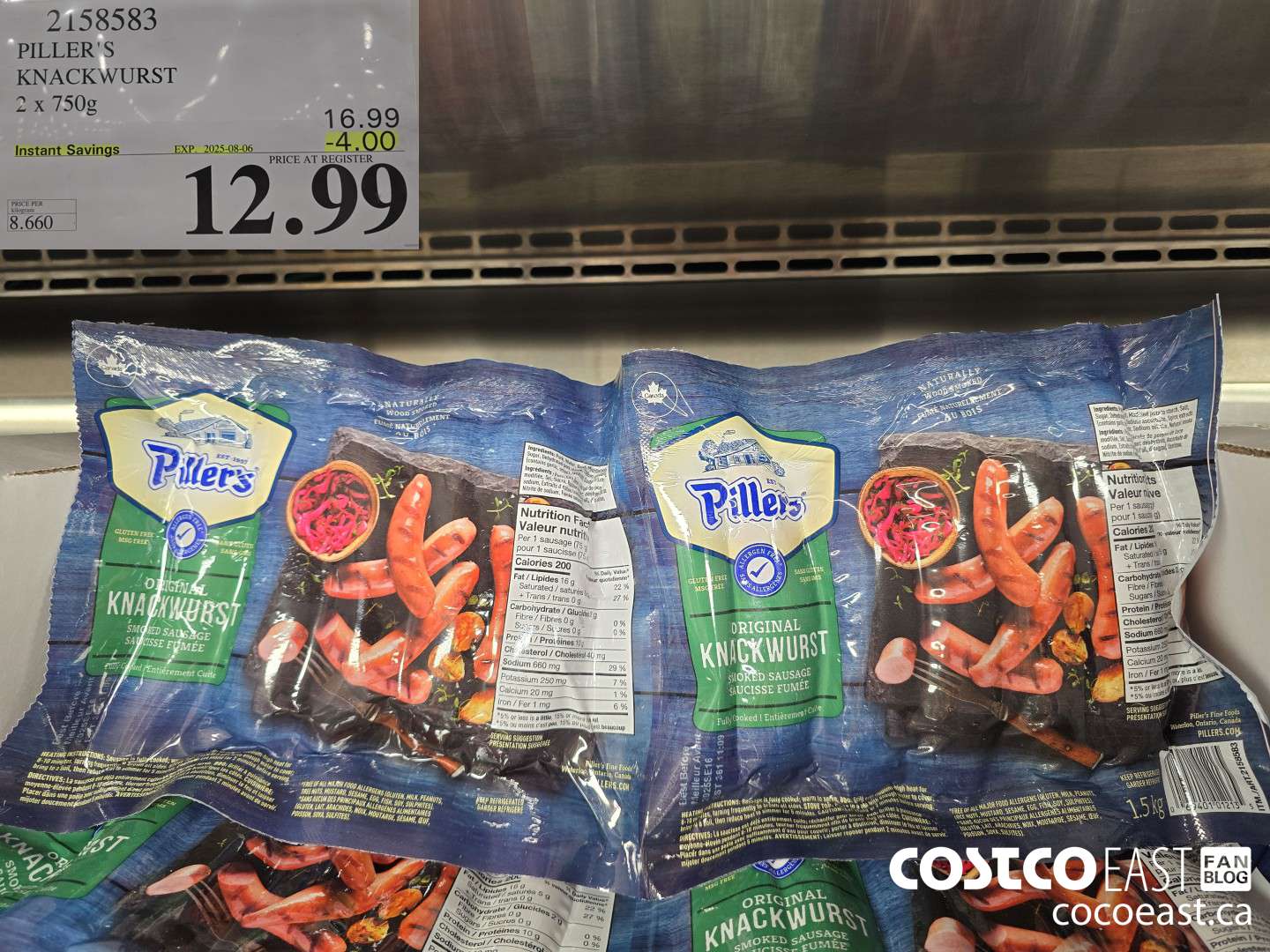 2158583 PILLER'S KNACKWURST 2 x 750g ($4.00 INSTANT SAVINGS EXPIRES ON 2025-08-06) $12.99