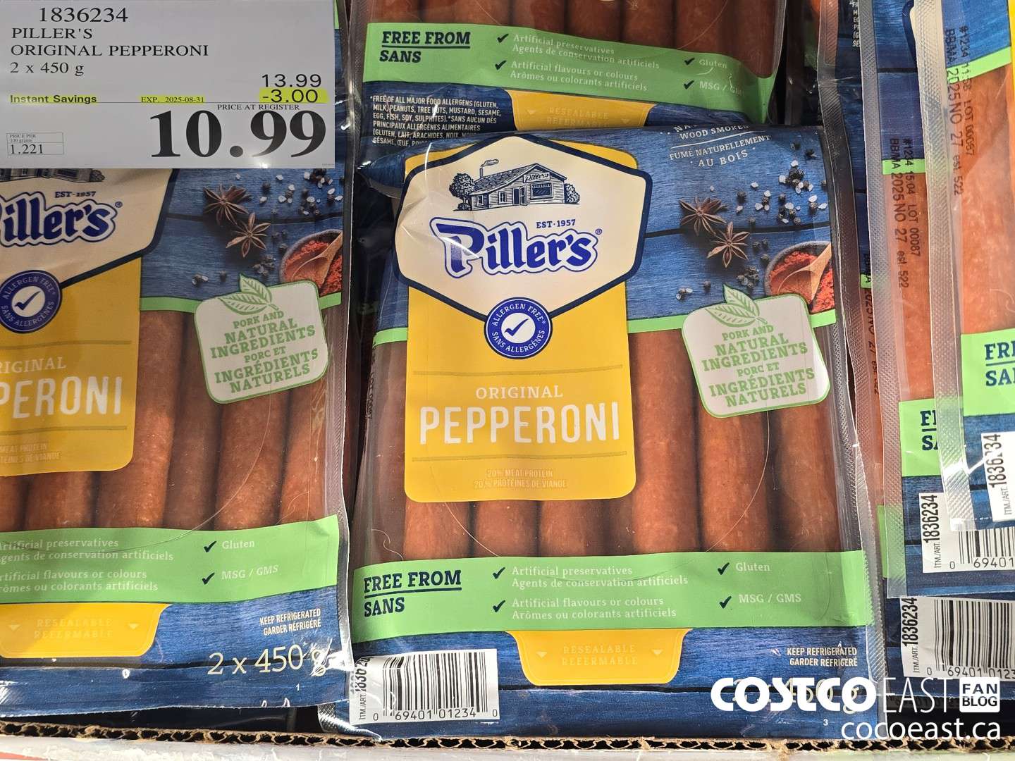 1836234 PILLER'S ORIGINAL PEPPERONI 2 x 450 g ($3.00 INSTANT SAVINGS EXPIRES ON 2025-08-31) $10.99