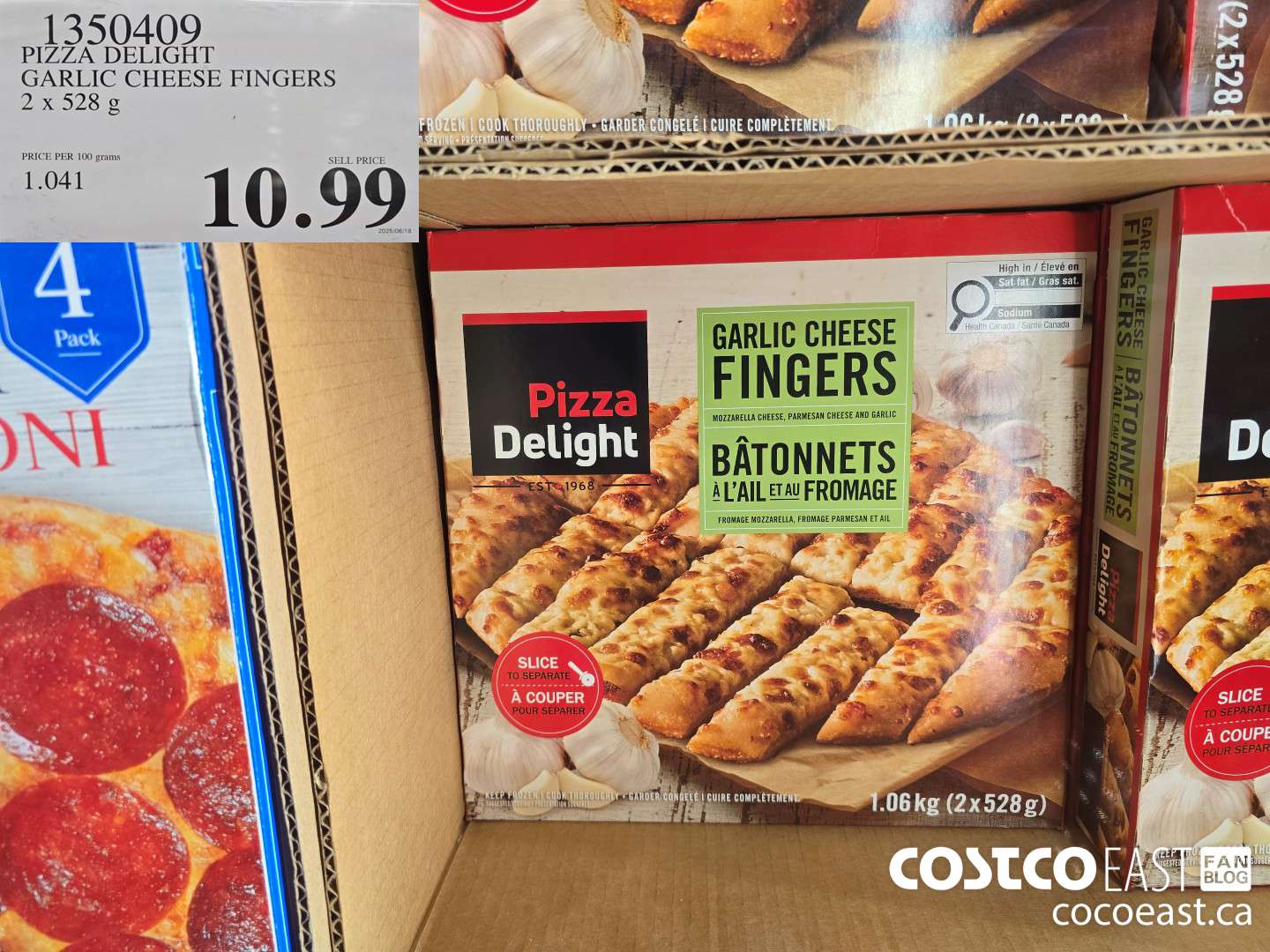 1350409 PIZZA DELIGHT GARLIC CHEESE FINGERS 2 x 528 g $10.99