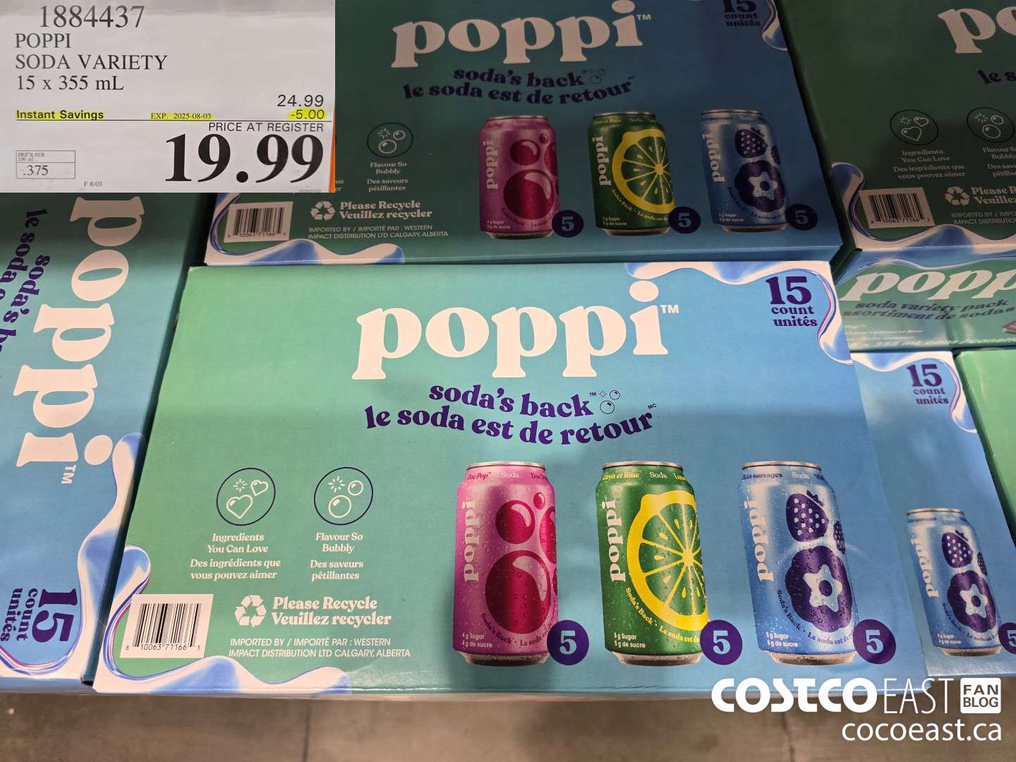 1884437 POPPI SODA VARIETY 15 X 355 ML ($5.00 INSTANT SAVINGS EXPIRES ON 2025-08-03) $19.99
