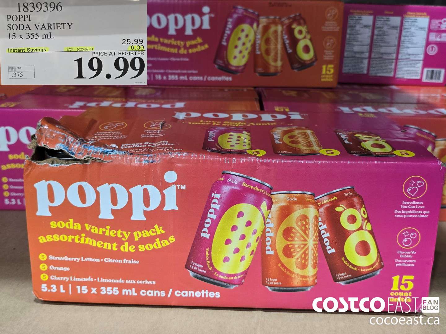 1839396 POPPI SODA VARIETY 15 x 355 mL ($6.00 INSTANT SAVINGS EXPIRES ON 2025-08-31) $19.99