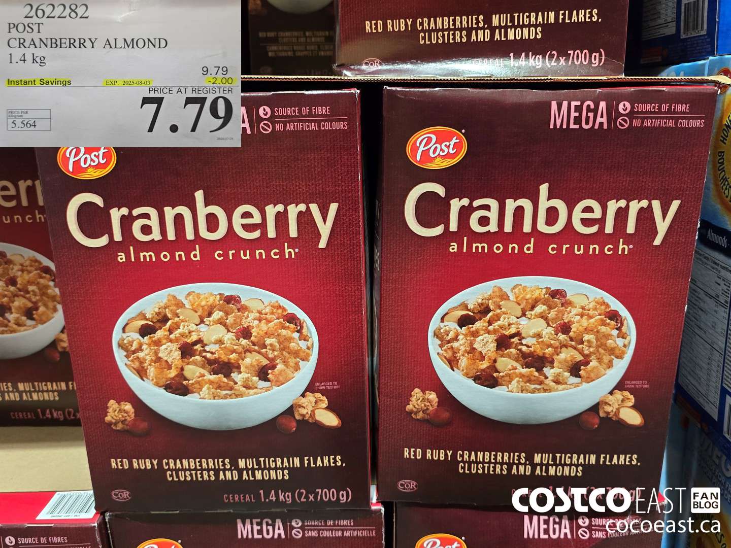 262282 POST CRANBERRY ALMOND 1.4 KG ($2.00 INSTANT SAVINGS EXPIRES ON 2025-08-03) $7.79