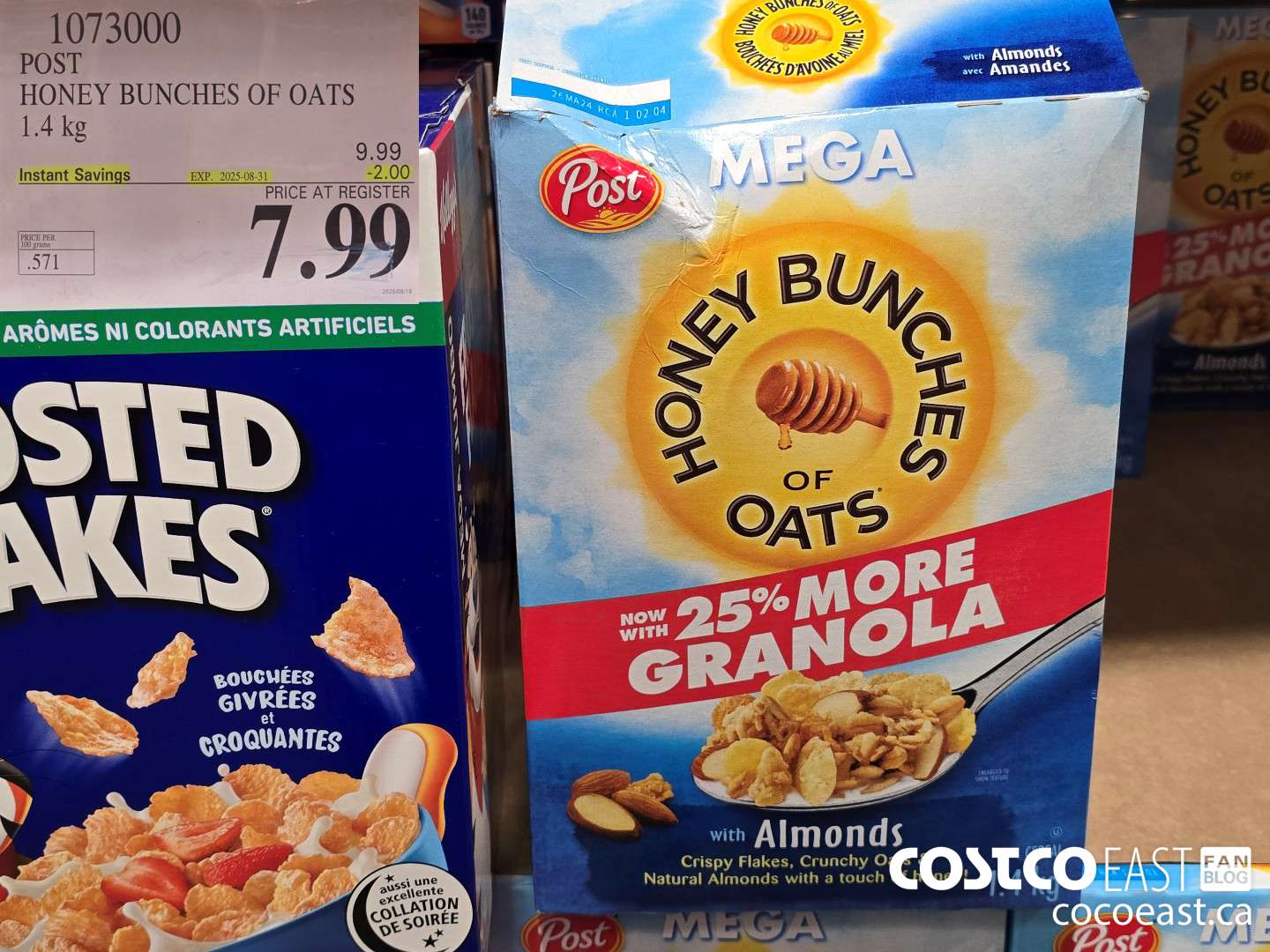 1073000 POST HONEY BUNCHES OF OATS 1.4 KG ($2.00 INSTANT SAVINGS EXPIRES ON 2025-08-31) $7.99