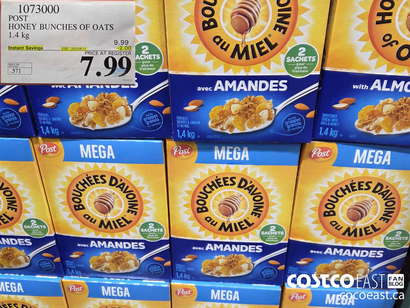 1073000 POST HONEY BUNCHES OF OATS 1.4 KG ($2.00 INSTANT SAVINGS EXPIRES ON 2025-08-31) $7.99
