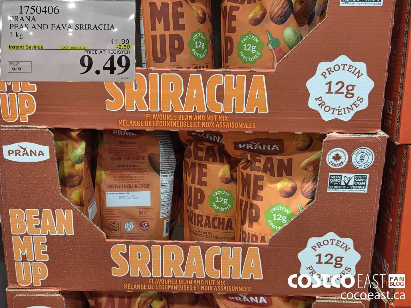 1750406 PRANA PEAS AND FAVA SRIRACHA 1 KG ($2.50 INSTANT SAVINGS EXPIRES ON 2025-08-31) $9.49