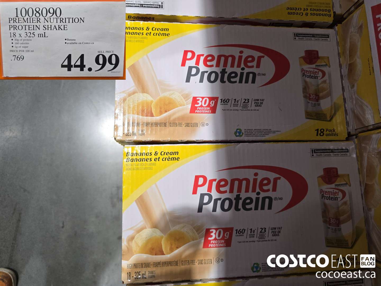 1008090 PREMIER NUTRITION PROTEIN SHAKE 18 x 325 mL $44.99