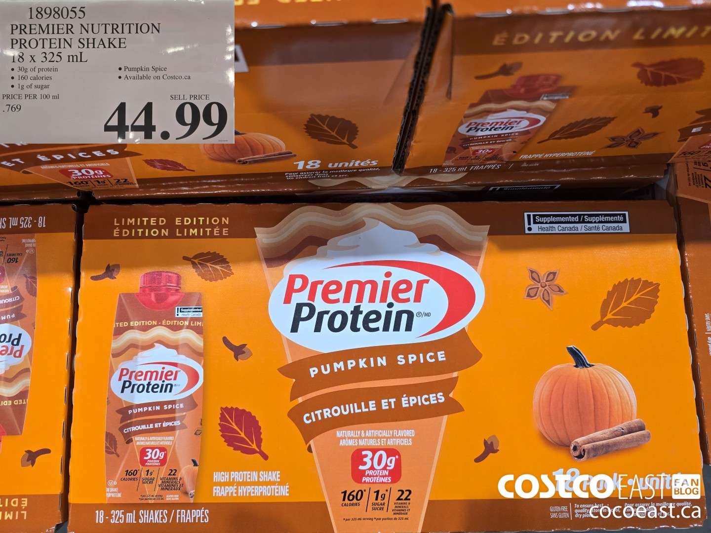 1898055 PREMIER NUTRITION PROTEIN SHAKE 18 x 325 mL $44.99