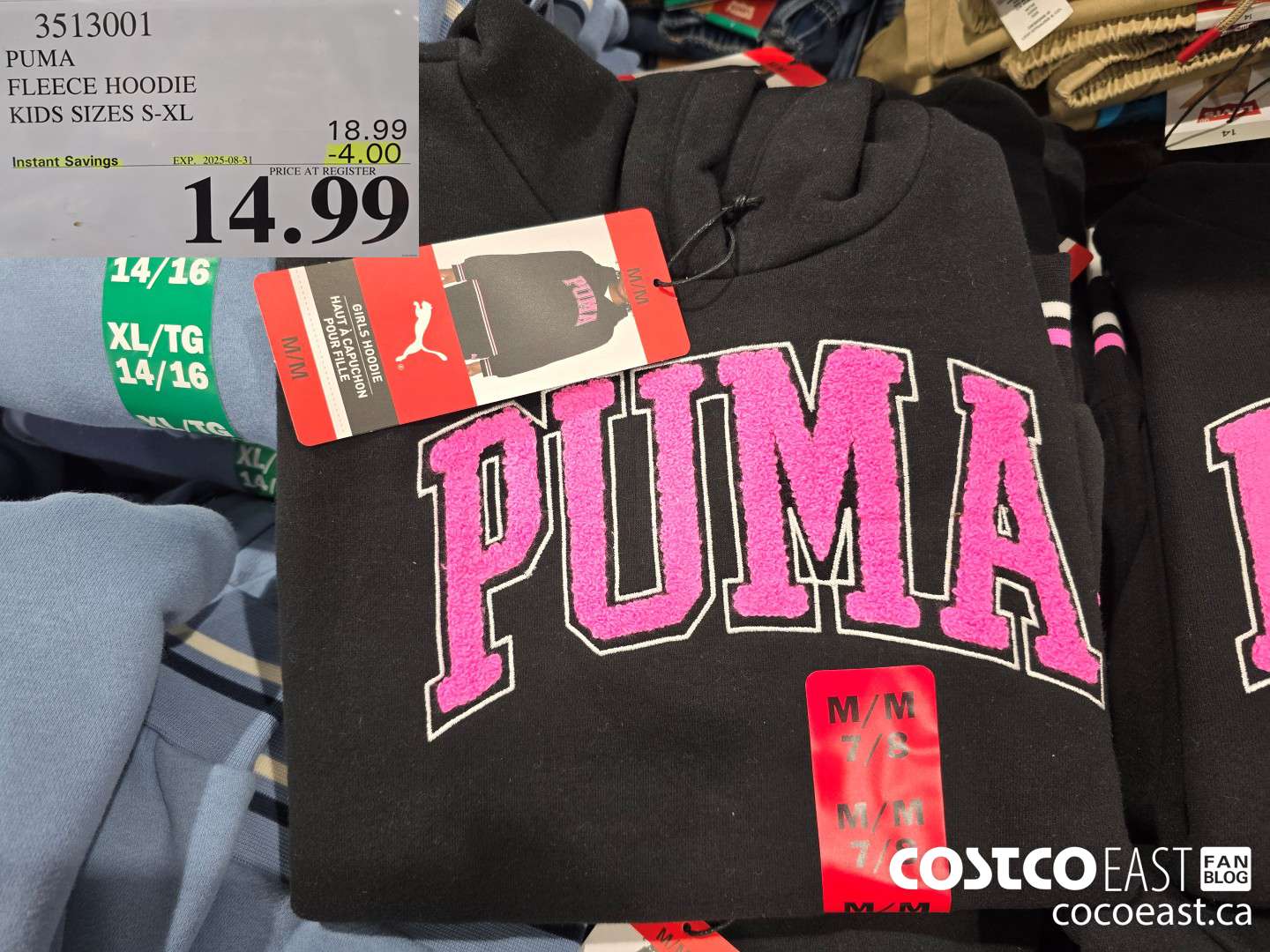 3513001 PUMA FLEECE HOODIE KIDS SIZES S-XL ($4.00 INSTANT SAVINGS EXPIRES ON 2025-08-31) $14.99