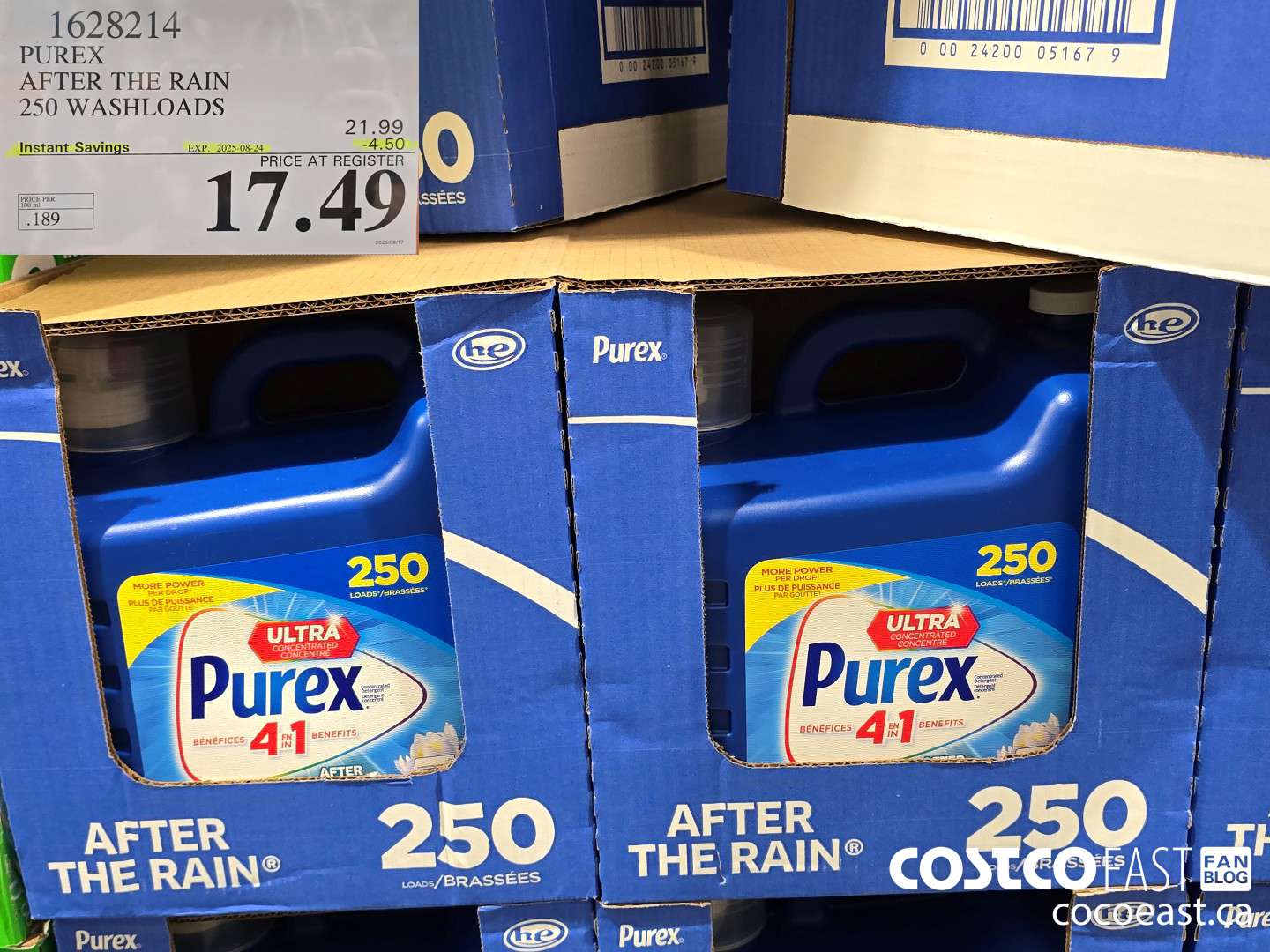 1628214 PUREX AFTER THE RAIN 250 washloads ($4.50 INSTANT SAVINGS EXPIRES ON 2025-08-24) $17.49