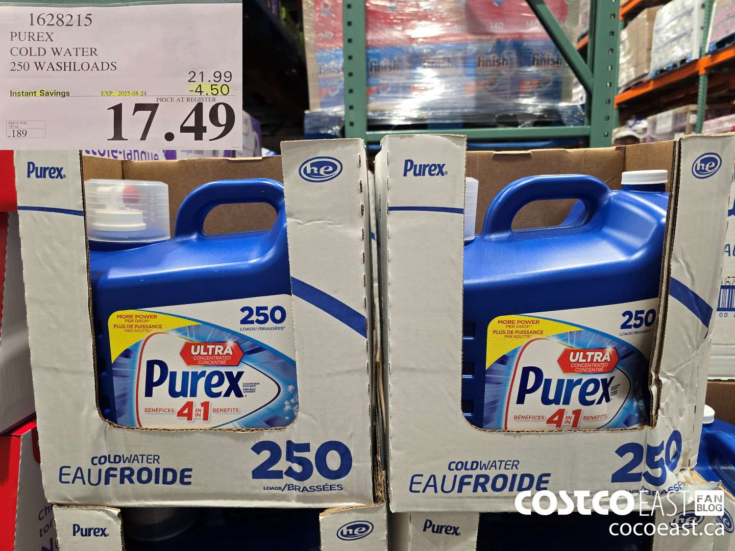 1628215 PUREX COLD WATER 250 washloads ($4.50 INSTANT SAVINGS EXPIRES ON 2025-08-24) $17.49