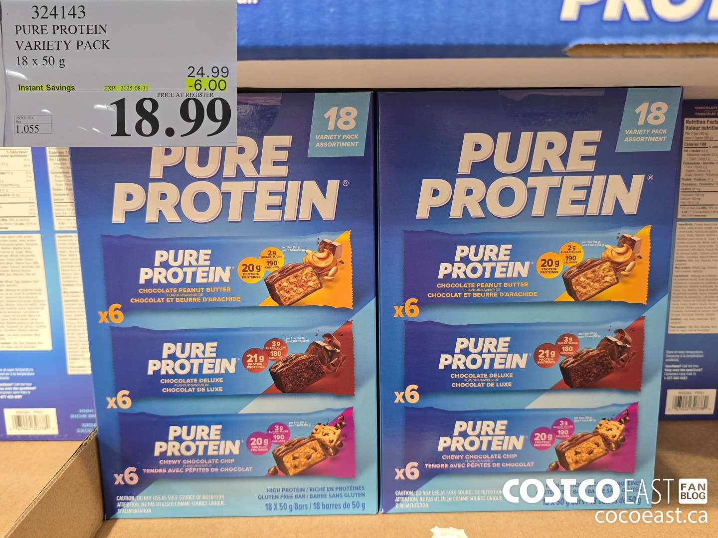 324143 PURE PROTEIN VARIETY PACK 18 x 50G ($6.00 INSTANT SAVINGS EXPIRES ON 2025-08-31) $18.99