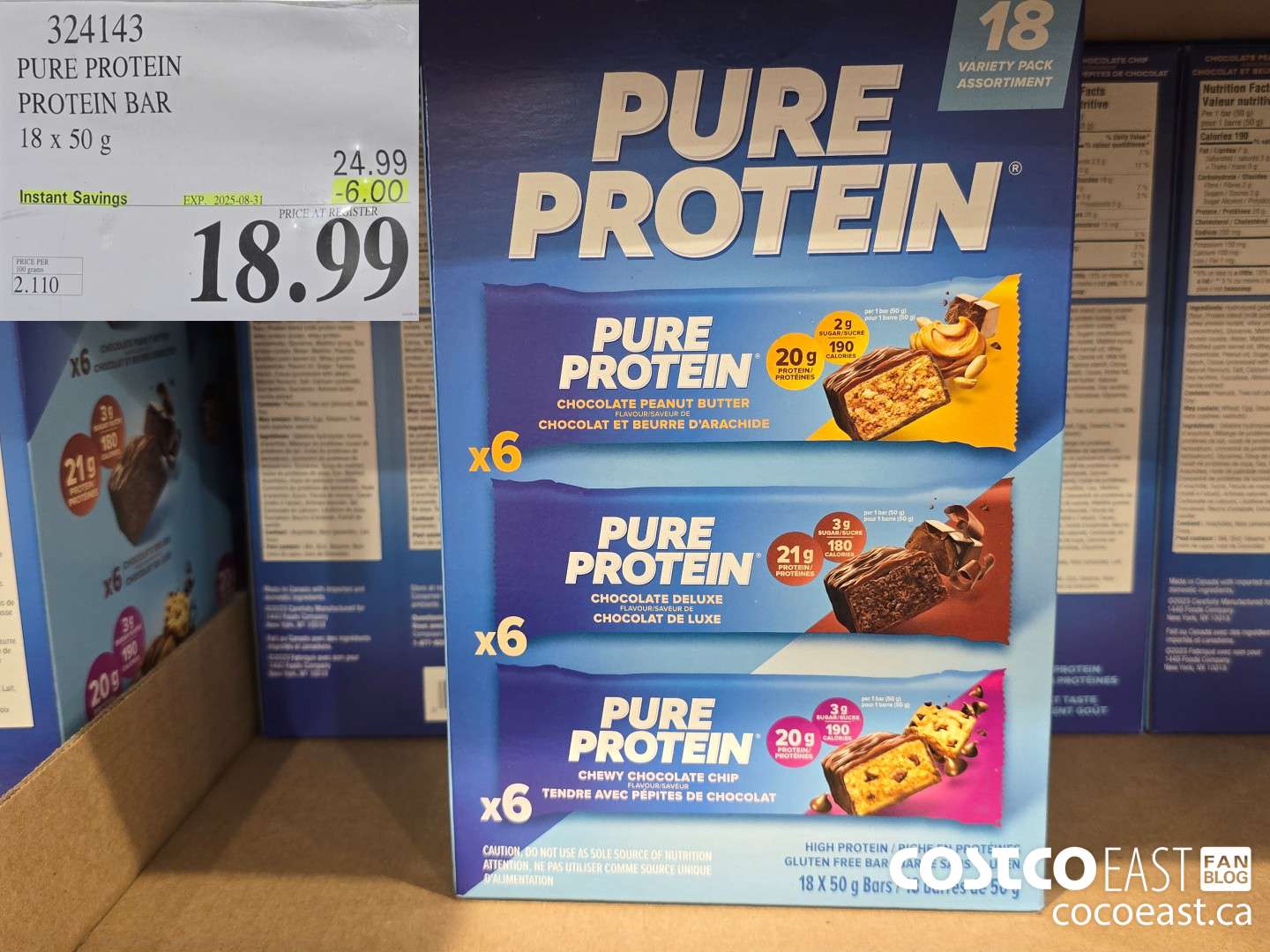324143 PURE PROTEIN VARIETY PACK 18 x 50G ($6.00 INSTANT SAVINGS EXPIRES ON 2025-08-31) $18.99