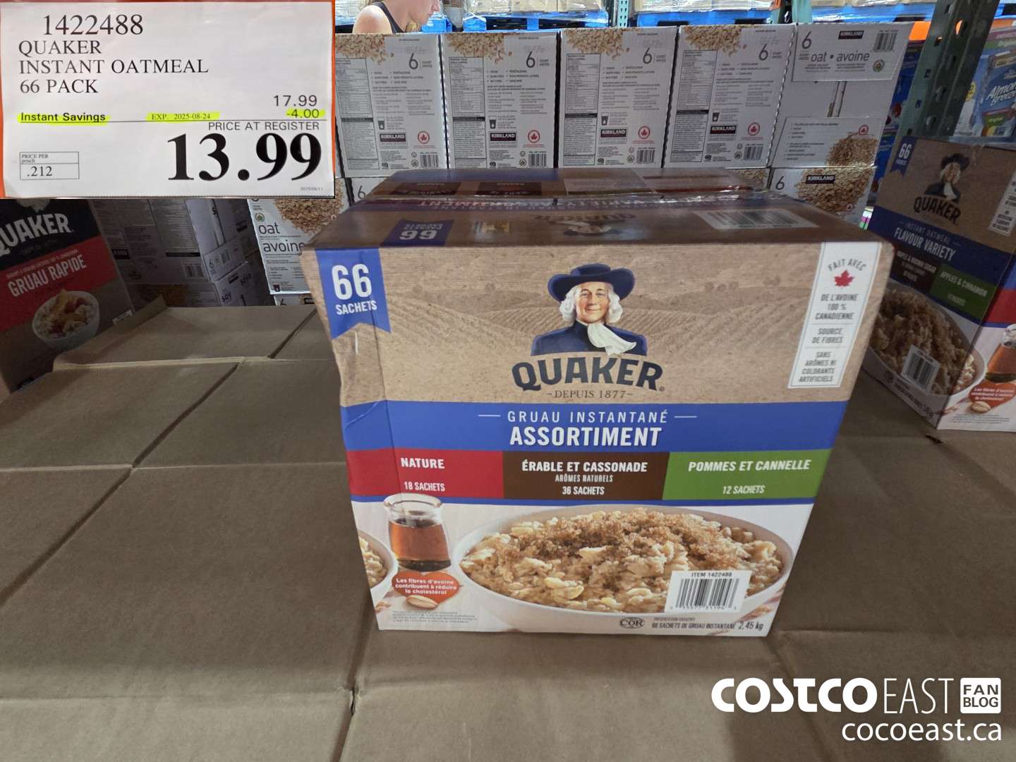 1422488 QUAKER INSTANT OATMEAL 66 PACK ($4.00 INSTANT SAVINGS EXPIRES ON 2025-08-24) $13.99