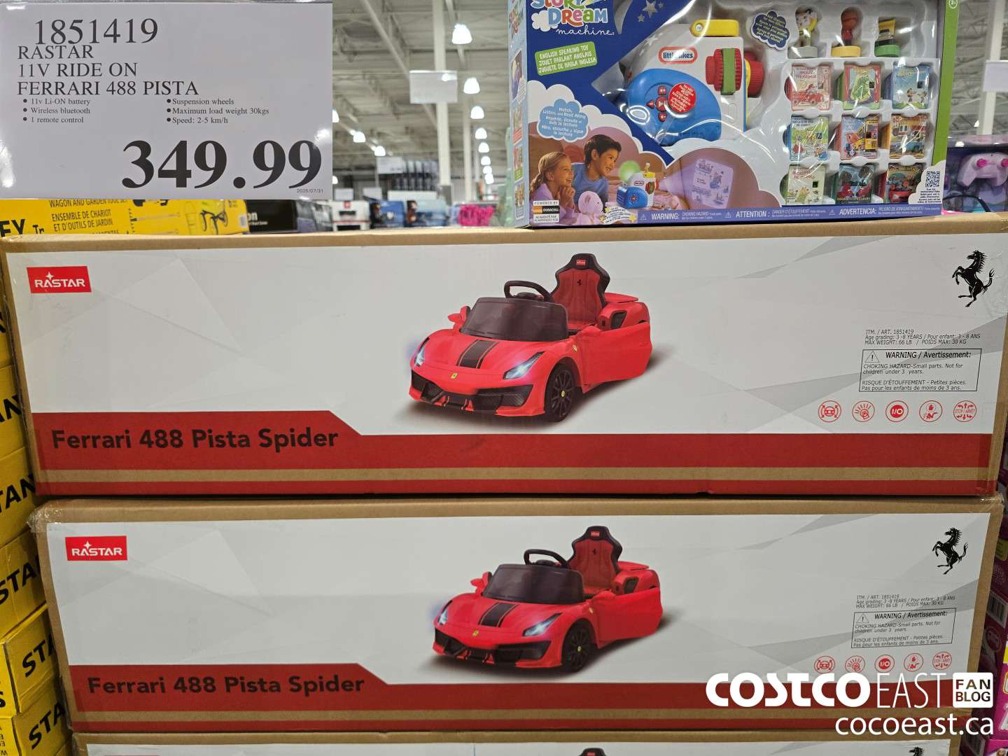 1851419 RASTAR 11V RIDE ON FERRARI 488 PISTA $349.99