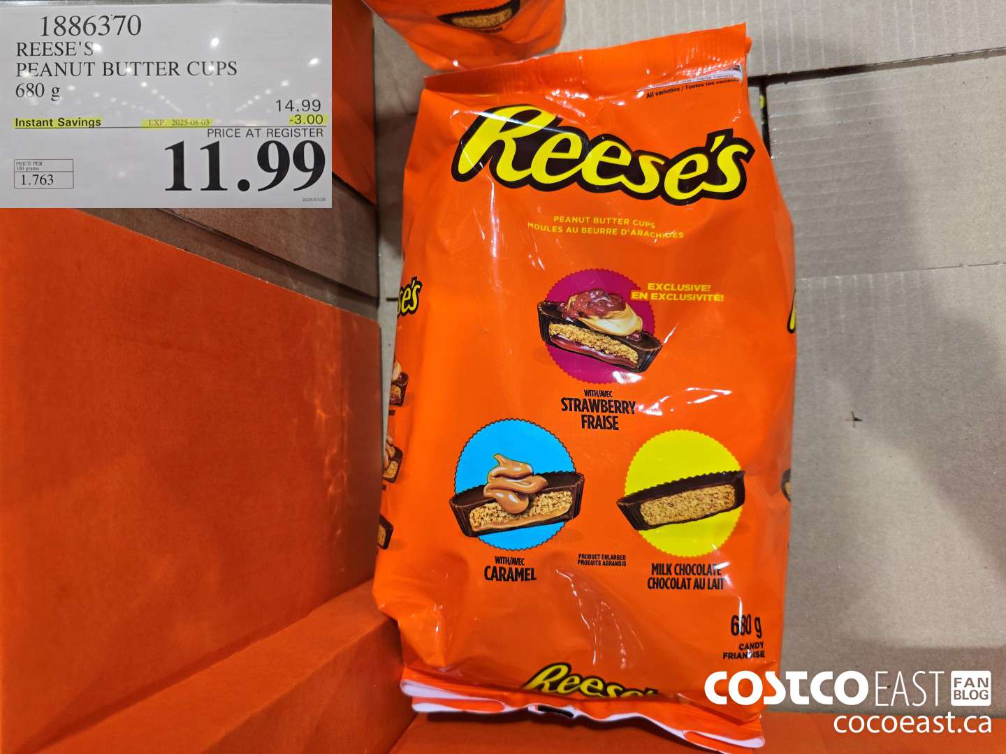 1886370 REESE'S PEANUT BUTTER CUPS 680 g ($3.00 INSTANT SAVINGS EXPIRES ON 2025-08-03) $11.99