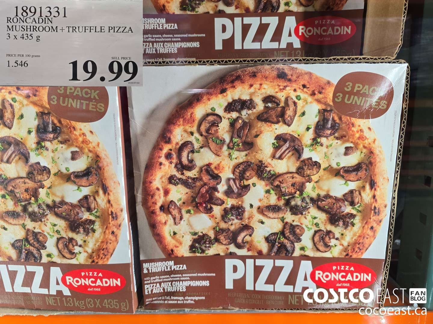 1891331 RONCADIN MUSHROOM + TRUFFLE PIZZA 3 x 435 g $19.99