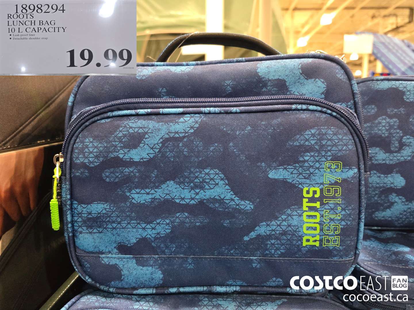 1898294 ROOTS LUNCH BAG 10 L CAPACITY $19.99