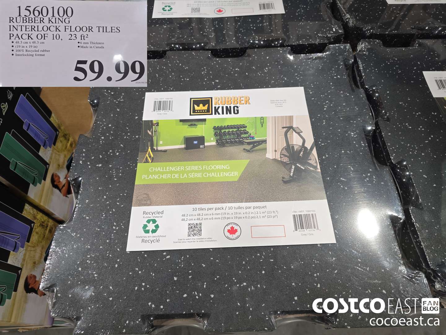 1560100 RUBBER KING INTERLOCK FLOOR TILES PACK OF 10, 23 ft2 $59.99