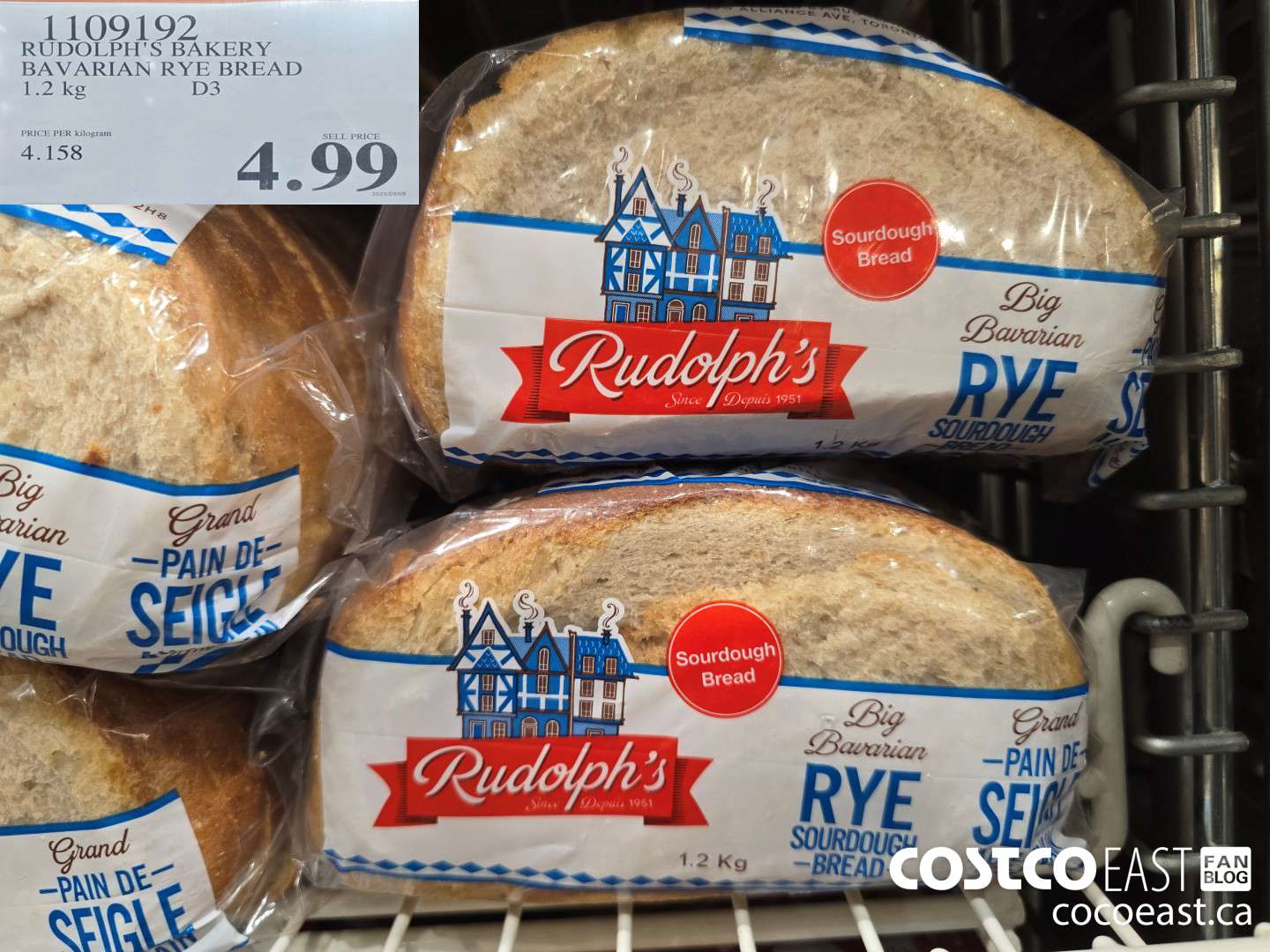 1109192 RUDOLPH'S BAKERY BAVARIAN RYE BREAD 1.2 KG $4.99