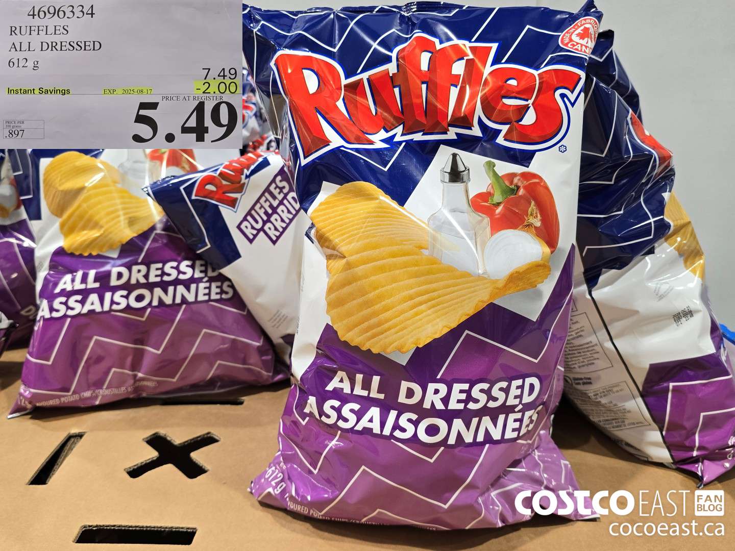 4696334 RUFFLES ALL DRESSED 612 g ($2.00 INSTANT SAVINGS EXPIRES ON 2025-08-17) $5.49