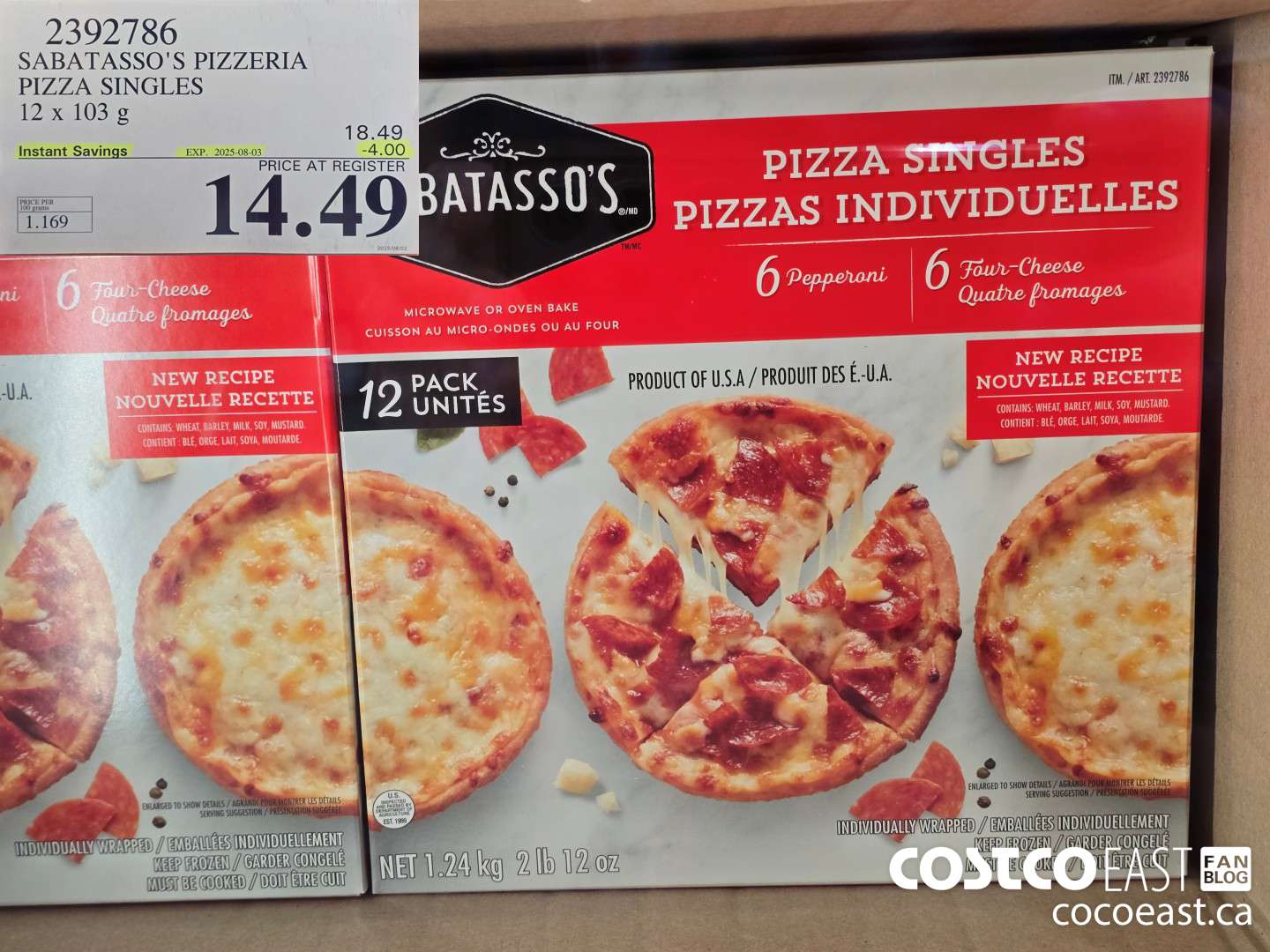 2392786 SABATASSO'S PIZZERIA PIZZA SINGLES 12x103 G ($4.00 INSTANT SAVINGS EXPIRES ON 2025-08-03) $14.49