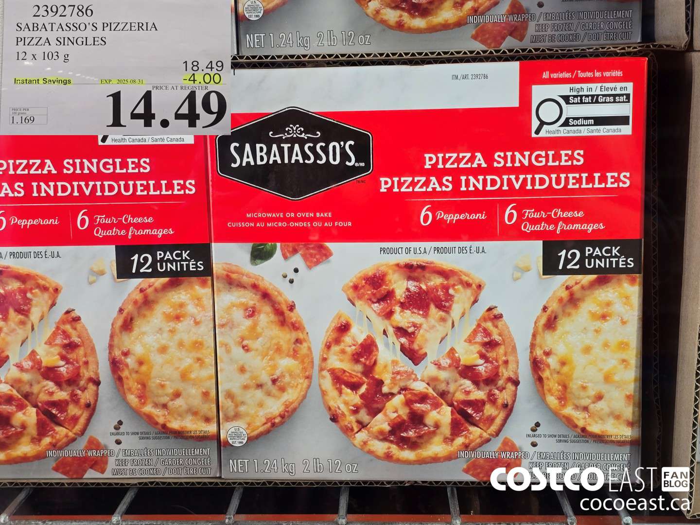 2392786 SABATASSO'S PIZZERIA PIZZA SINGLES 12x103 G ($4.00 INSTANT SAVINGS EXPIRES ON 2025-08-31) $14.49