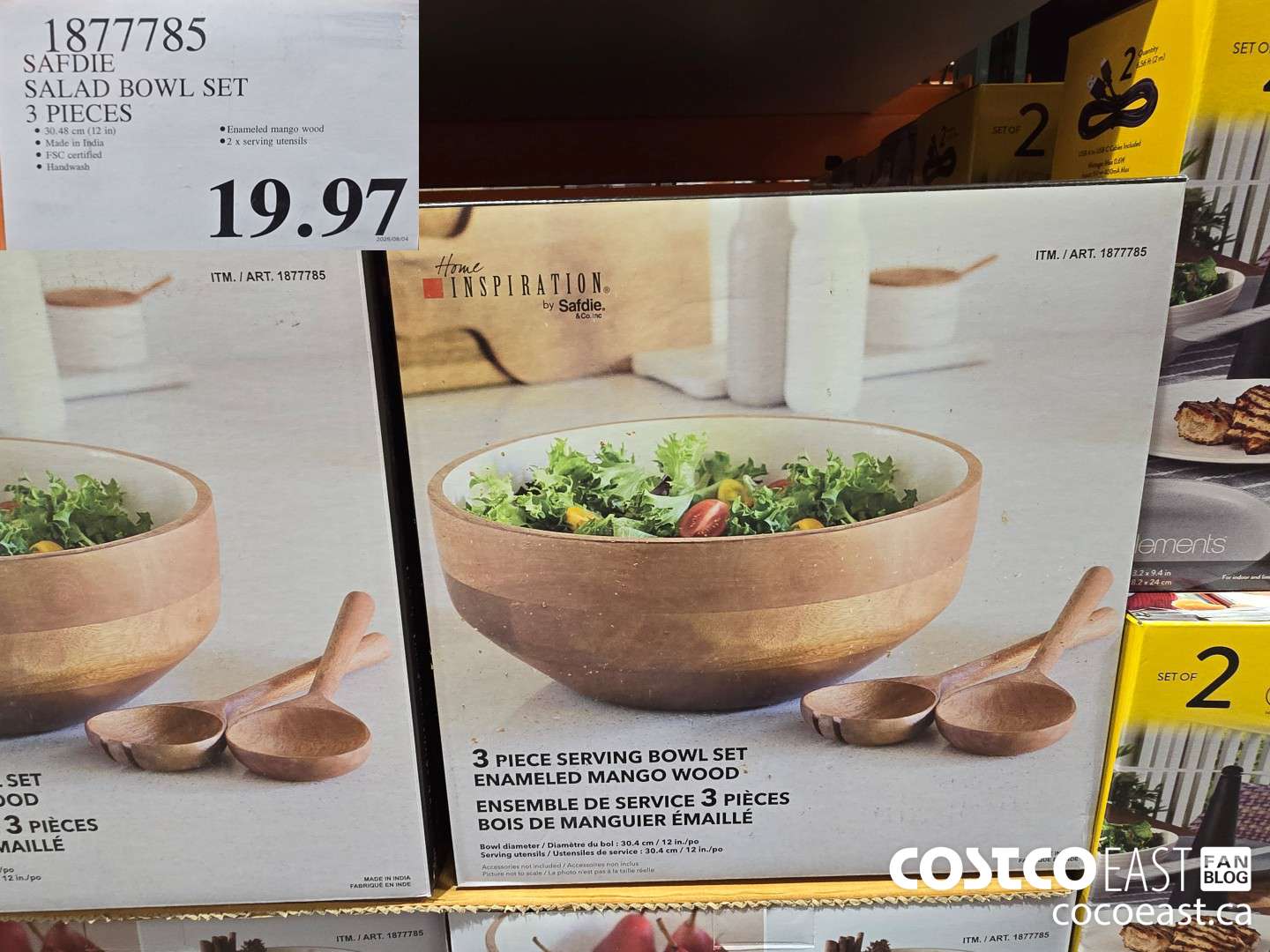 1877785 SAFDIE MANGO WOOD SALAD SET 3 PIECES $19.97