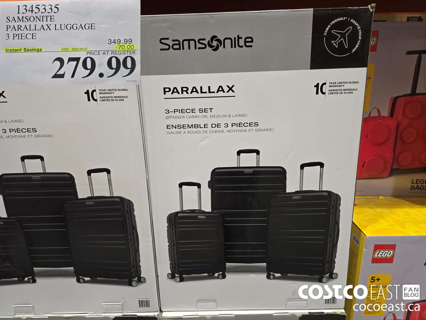 1345335 SAMSONITE PARALLAX LUGGAGE 3 PIECE ($70.00 INSTANT SAVINGS EXPIRES ON 2025-09-07) $279.99
