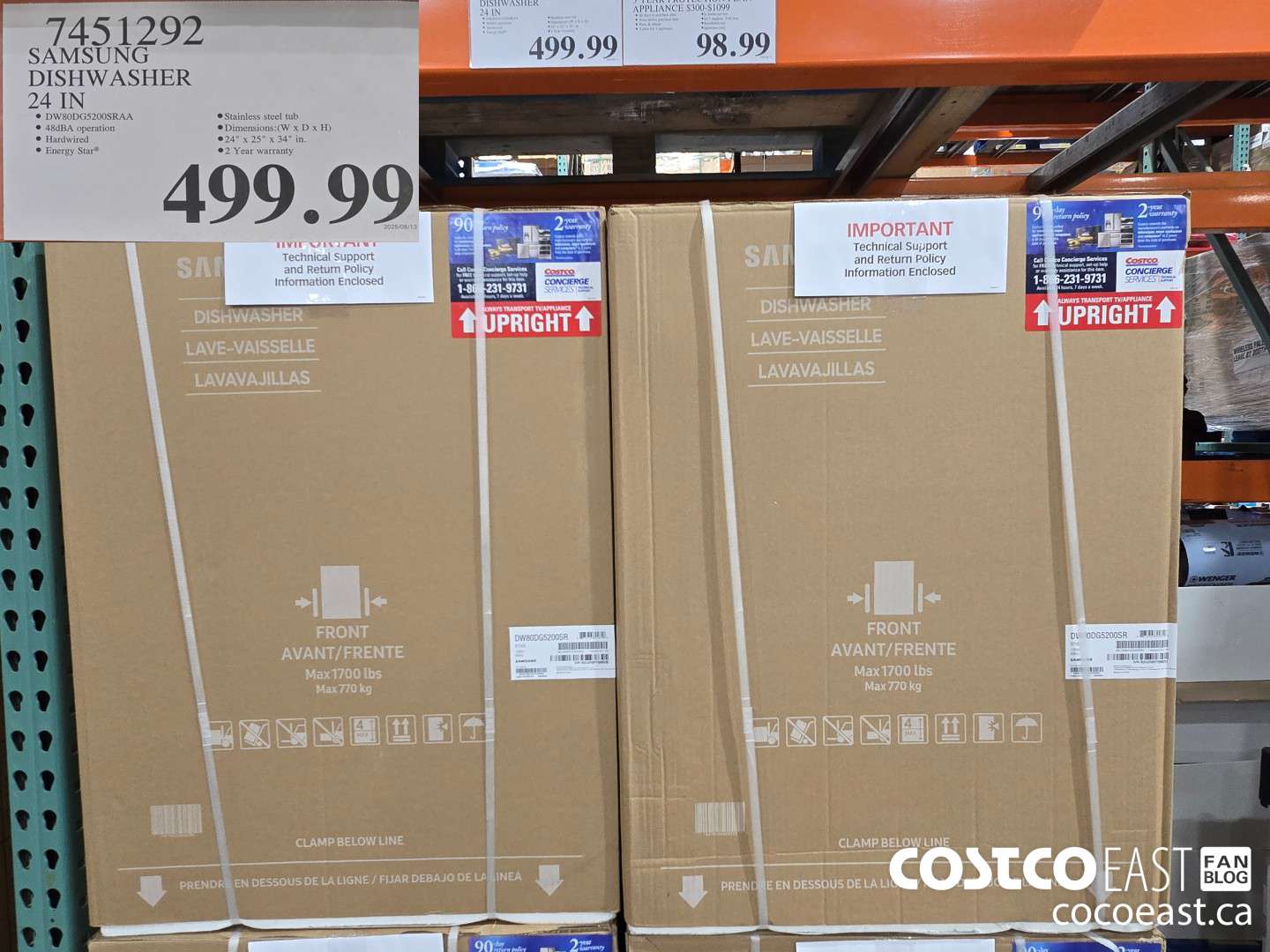 7451292 SAMSUNG DISHWASHER 24IN $499.99