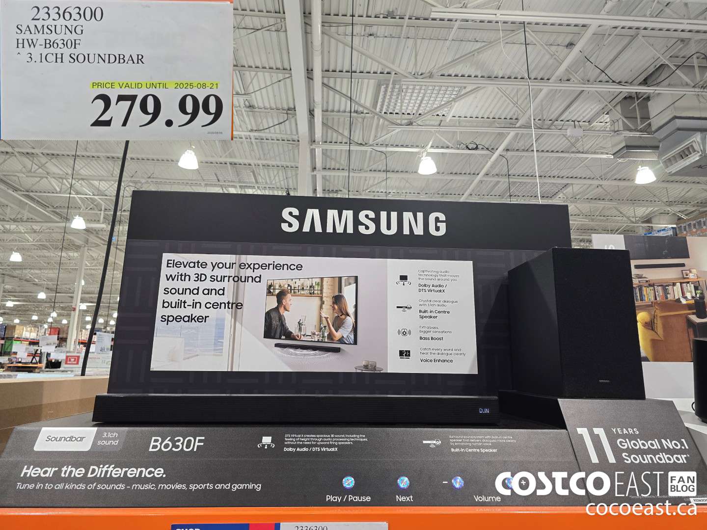 2336300 SAMSUNG HW-B630F 3.1CH SOUNDBAR $279.99