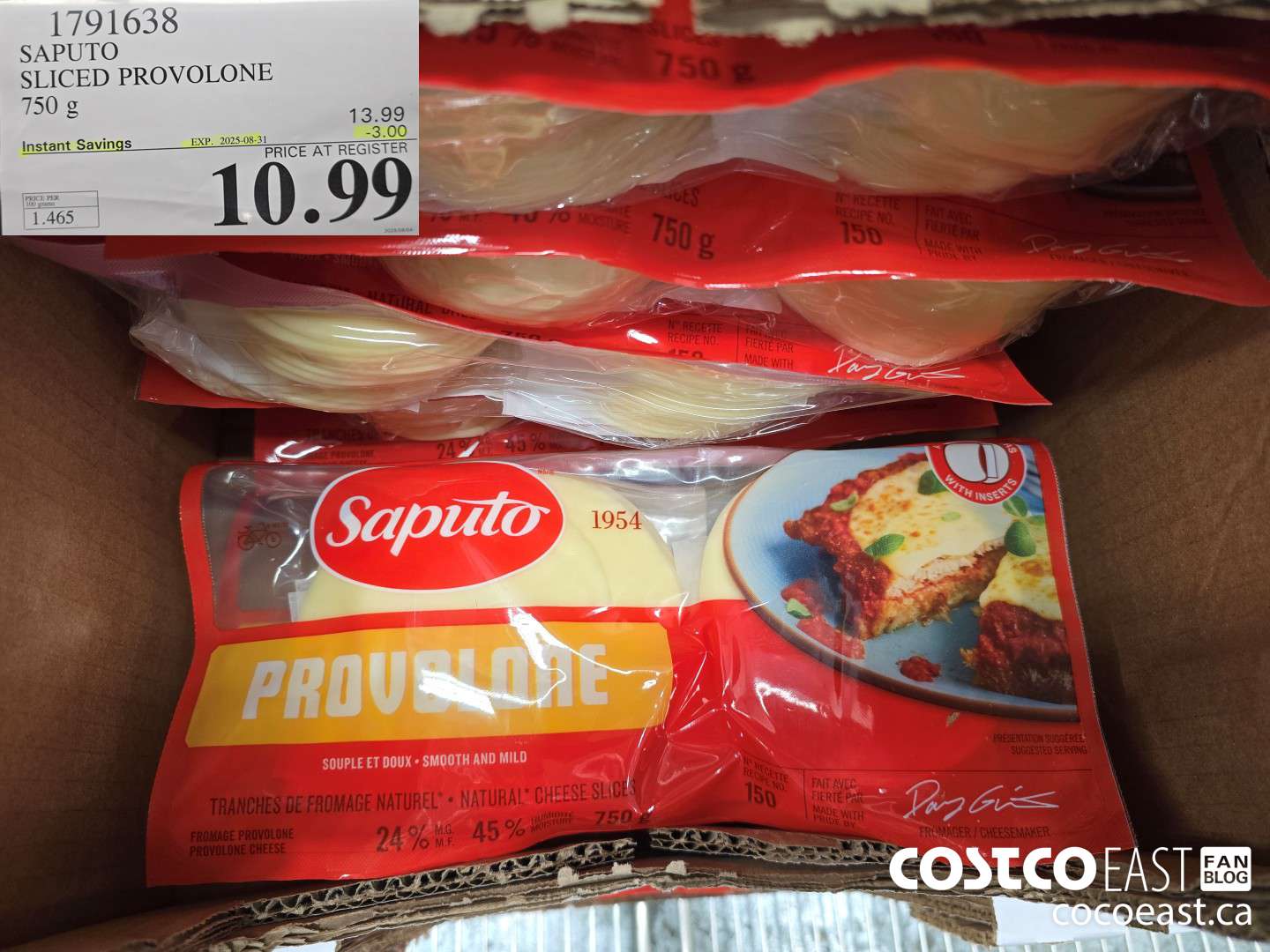 1791638 SAPUTO SLICED PROVOLONE 750 g ($3.00 INSTANT SAVINGS EXPIRES ON 2025-08-31) $10.99