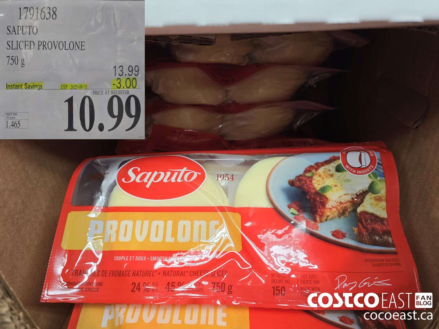 1791638 SAPUTO SLICED PROVOLONE 750 g ($3.00 INSTANT SAVINGS EXPIRES ON 2025-08-31) $10.99