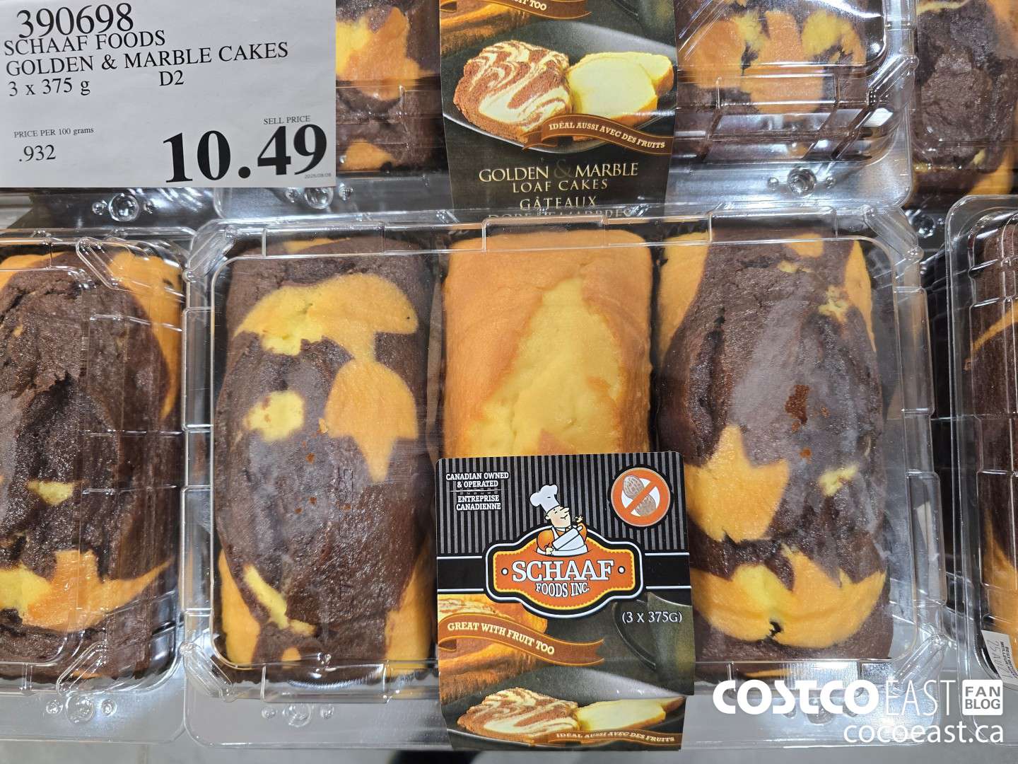 390698 SCHAAF FOODS GOLDEN & MARBLE CAKES 3 X 375 G $10.49