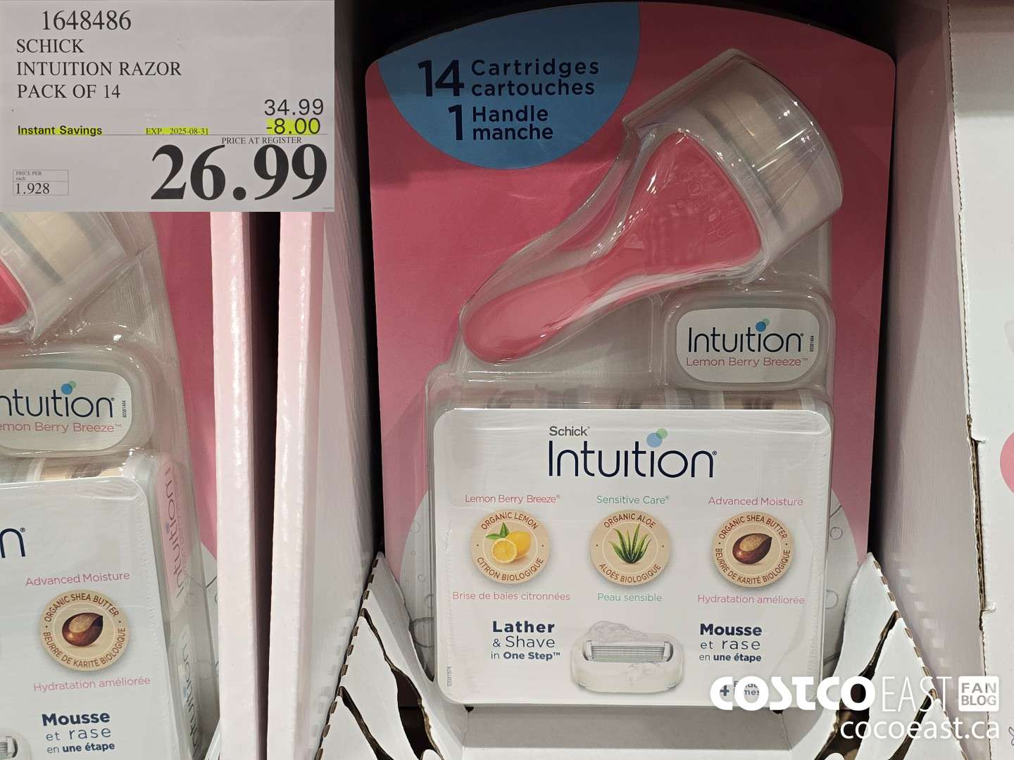 1648486 SCHICK INTUITION RAZOR PACK OF 14 ($8.00 INSTANT SAVINGS EXPIRES ON 2025-08-31) $26.99