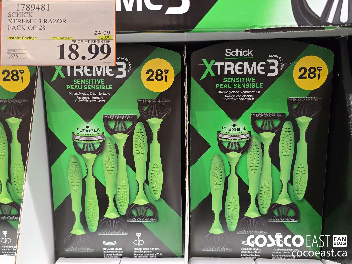 1789481 SCHICK XTREME 3 RAZOR PACK OF 28 ($6.00 INSTANT SAVINGS EXPIRES ON 2025-08-03) $18.99