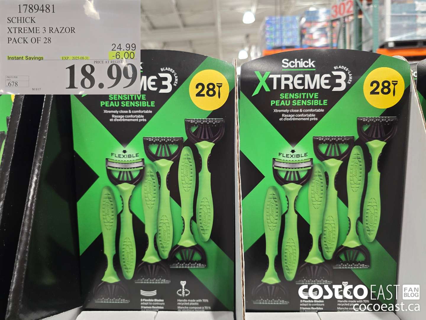 1789481 SCHICK XTREME 3 RAZOR PACK OF 28 ($6.00 INSTANT SAVINGS EXPIRES ON 2025-08-31) $18.99