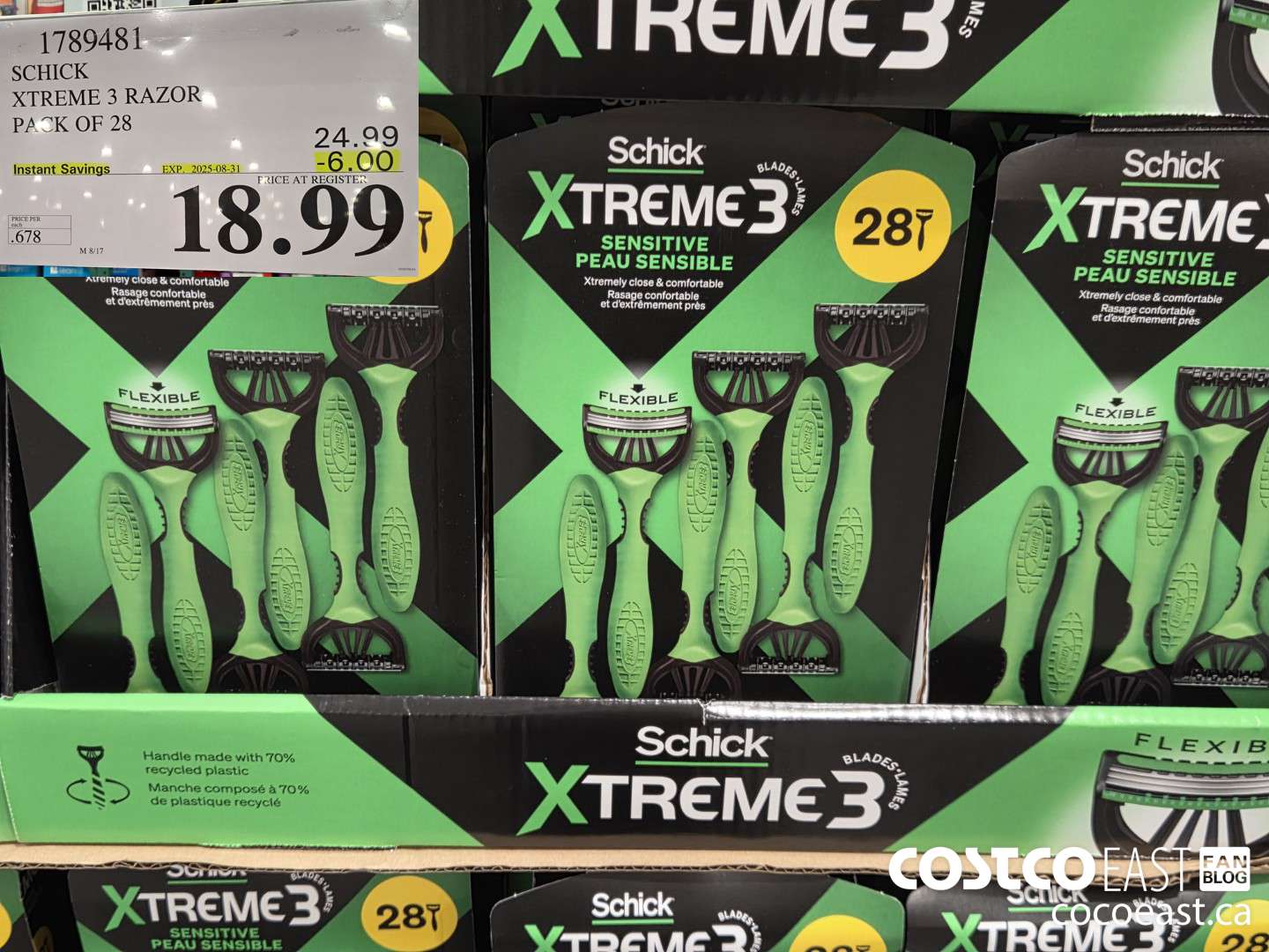 1789481 SCHICK XTREME 3 RAZOR PACK OF 28 ($6.00 INSTANT SAVINGS EXPIRES ON 2025-08-31) $18.99