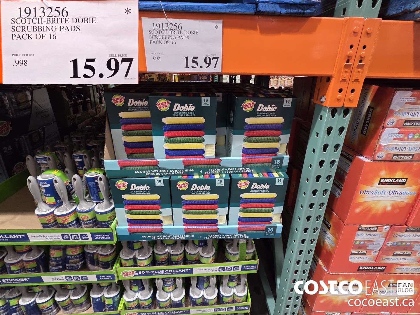 1913256 SCOTCH-BRITE DOBIE SCRUBBING PADS PACK OF 16 $15.97