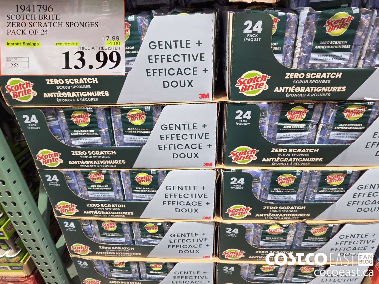 1941796 SCOTCH-BRITE ZERO SCRATCH SPONGES PACK OF 24 ($4.00 INSTANT SAVINGS EXPIRES ON 2025-08-31) $13.99